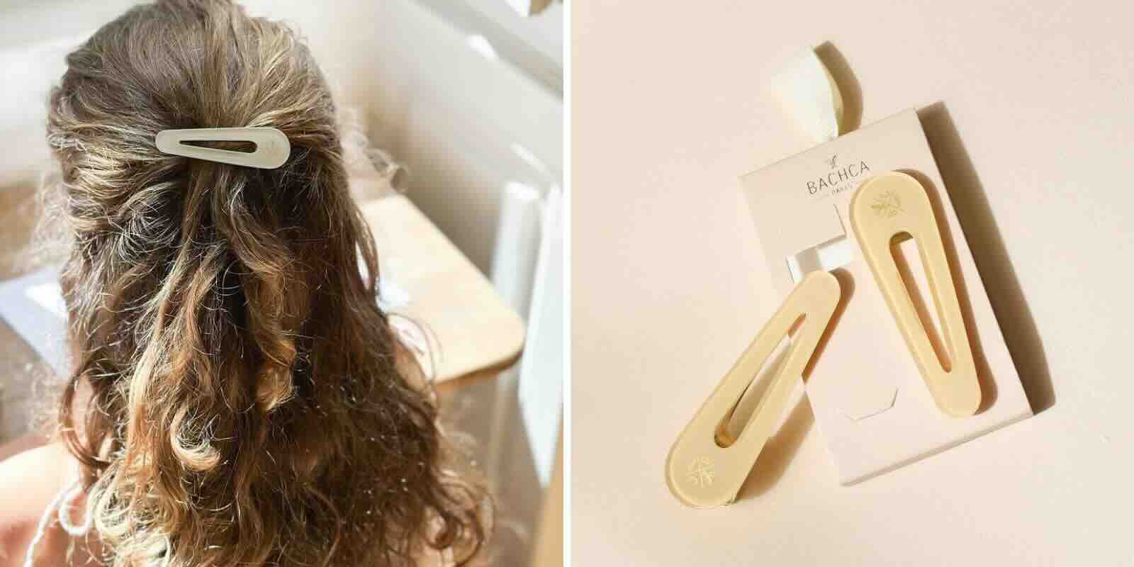 Haarspangen Opalin 2er Set Ivory BACHCA Haar Accessoire elegante Frisur L'Officina Paris